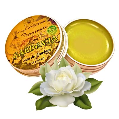 GARDENIA Perfume - Eau de Parfum - Solid Balm - Natural Essential Oils Aromatherapy Fragrance- (Gardenia Grandiflora, Frangipani, Jasmine, Lily, Champaca) Travel, Party Gifts-0.5oz