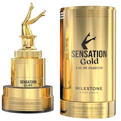 Sensation Gold Eau de Parfum by Milestone Perfumes, Luxury Gold Design, Natural Spray 3.4 fl oz