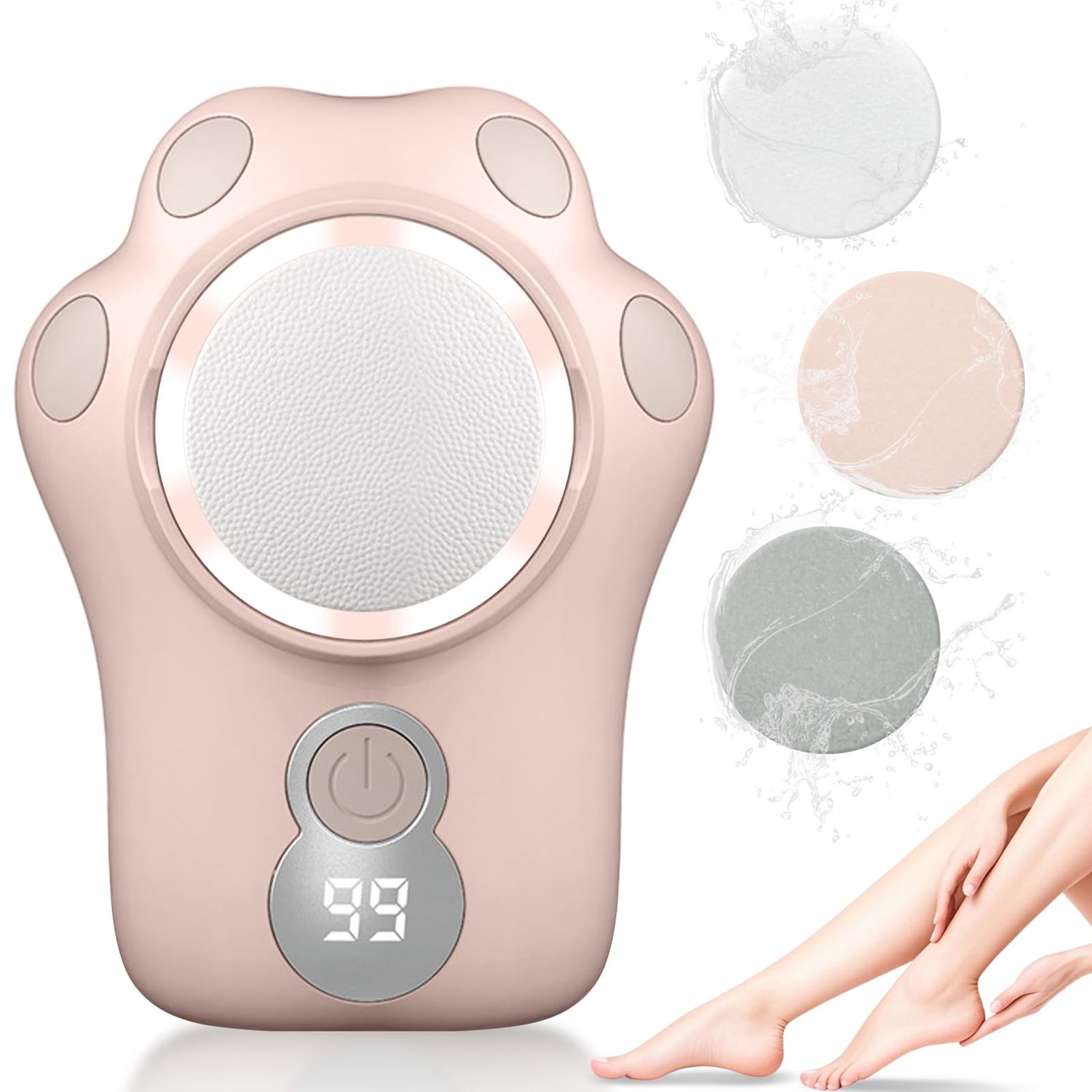 Electric Foot Callus Remover, 3 Adjustable Speed,Electronic Foot File Pedicure Kits,Professional Pedi Feet Care and Perfect for Dead,Hard Cracked Dry Skin Makes an Ideal Self-Care Gift for Women Pink