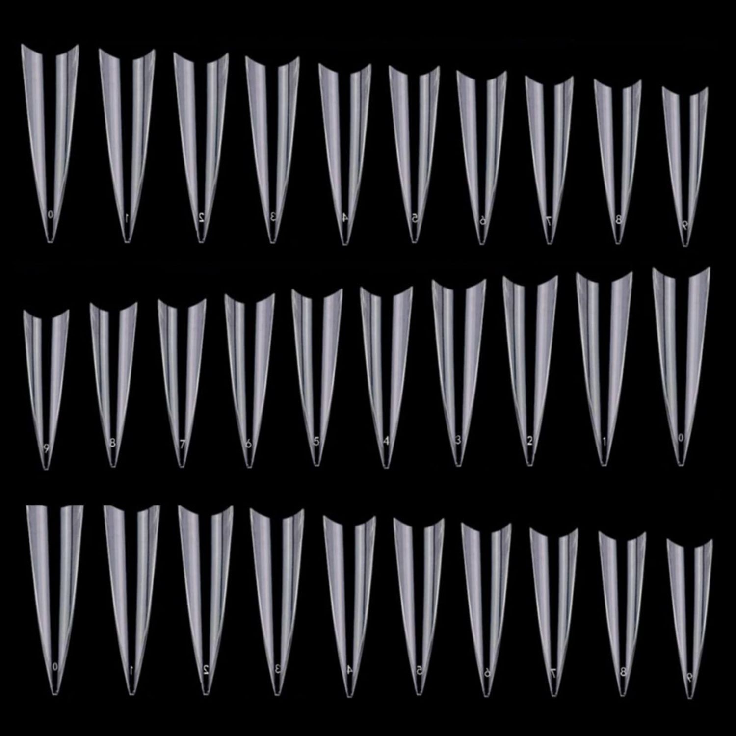 600 Pcs Stiletto Nail Tips for Acrylic Nails Long False Nails Clear Fakes Nails Half Cover False Nail Tips