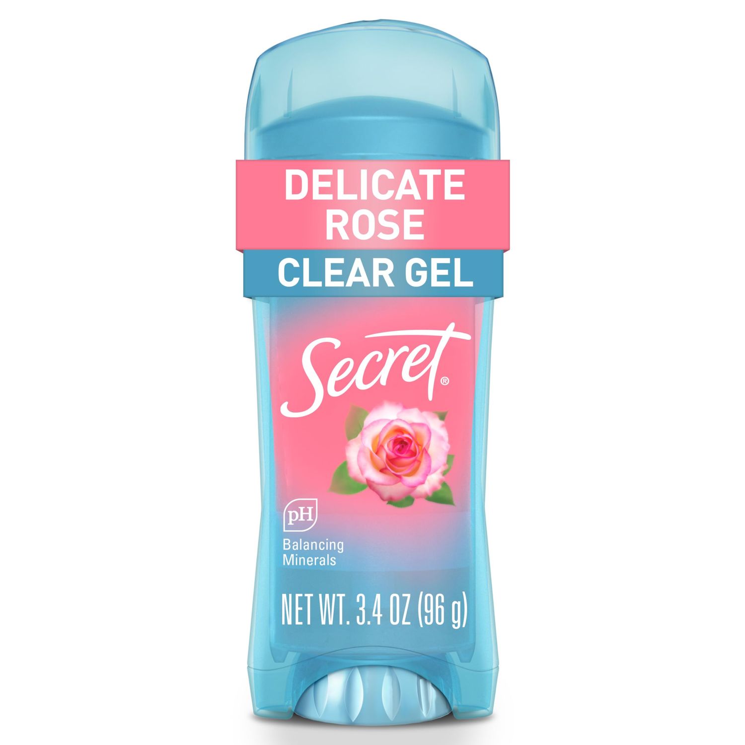 Secret Fresh Antiperspirant Deodorant for Women, 72hr Breathable Sweat &amp; Odor Protection, Instant Freshness &amp; Gentle, PH Balancing Minerals, Clear Gel, Delicate Rose Scent, 3.4 oz