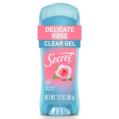 Secret Fresh Antiperspirant Deodorant for Women, 72hr Breathable Sweat &amp; Odor Protection, Instant Freshness &amp; Gentle, PH Balancing Minerals, Clear Gel, Delicate Rose Scent, 3.4 oz