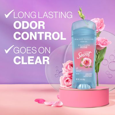 Secret Fresh Antiperspirant Deodorant for Women, 72hr Breathable Sweat & Odor Protection, Instant Freshness & Gentle, PH Balancing Minerals, Clear Gel, Delicate Rose Scent, 3.4 oz