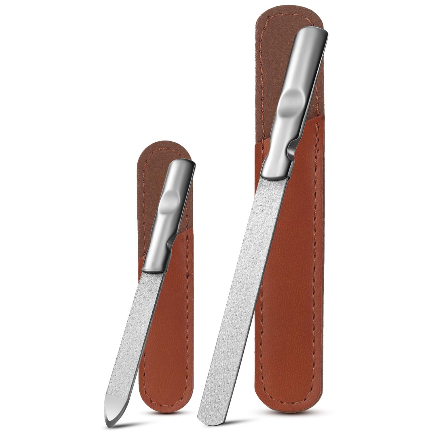 FVION Professional Metal Nail Files - 2 PCS, Double-Sided, Stainless Steel, Coarse &amp; Fine Grit, Manicure &amp; Pedicure Tool Set