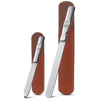FVION Professional Metal Nail Files - 2 PCS, Double-Sided, Stainless Steel, Coarse &amp; Fine Grit, Manicure &amp; Pedicure Tool Set
