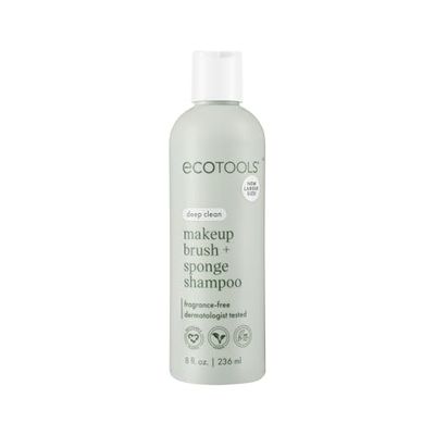 EcoTools Makeup Brush Sponge Shampoo, Remove Makeup &amp; Impurities From Tools, Sponges, &amp; Puffs, Fragrance-Free Brush Cleanser, No Harsh Chemicals, Vegan, &amp; Cruelty-Free, 8 fl. oz./236 ml. Bottle