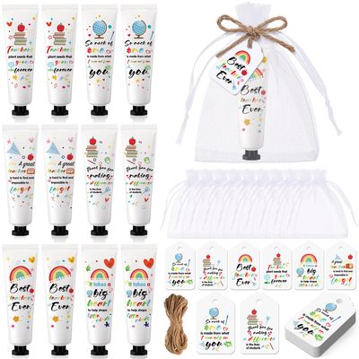 Dimsile 12 Set Teacher Appreciation Gifts in Bulk Hand Cream Set Moisturizing Hand Lotion Thank You Teacher Gifts Travel Size with Cards Organza Bags for Dry Cracked Mothers Day