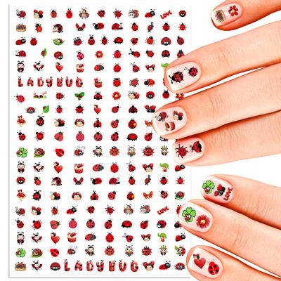 Ladybug Nail Stickers for Kids - 816 Decals | Birthday Party Favors, DIY Fun, Gift Idea, Cute Nail Transfers, Flowers, Hearts, Easter Treat