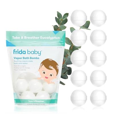 Frida Baby Natural Vapor Bath Bombs for Toddlers &amp; Kids, Eucalyptus Essential Oil Bath Bombs for Aromatherapy, 10 Count