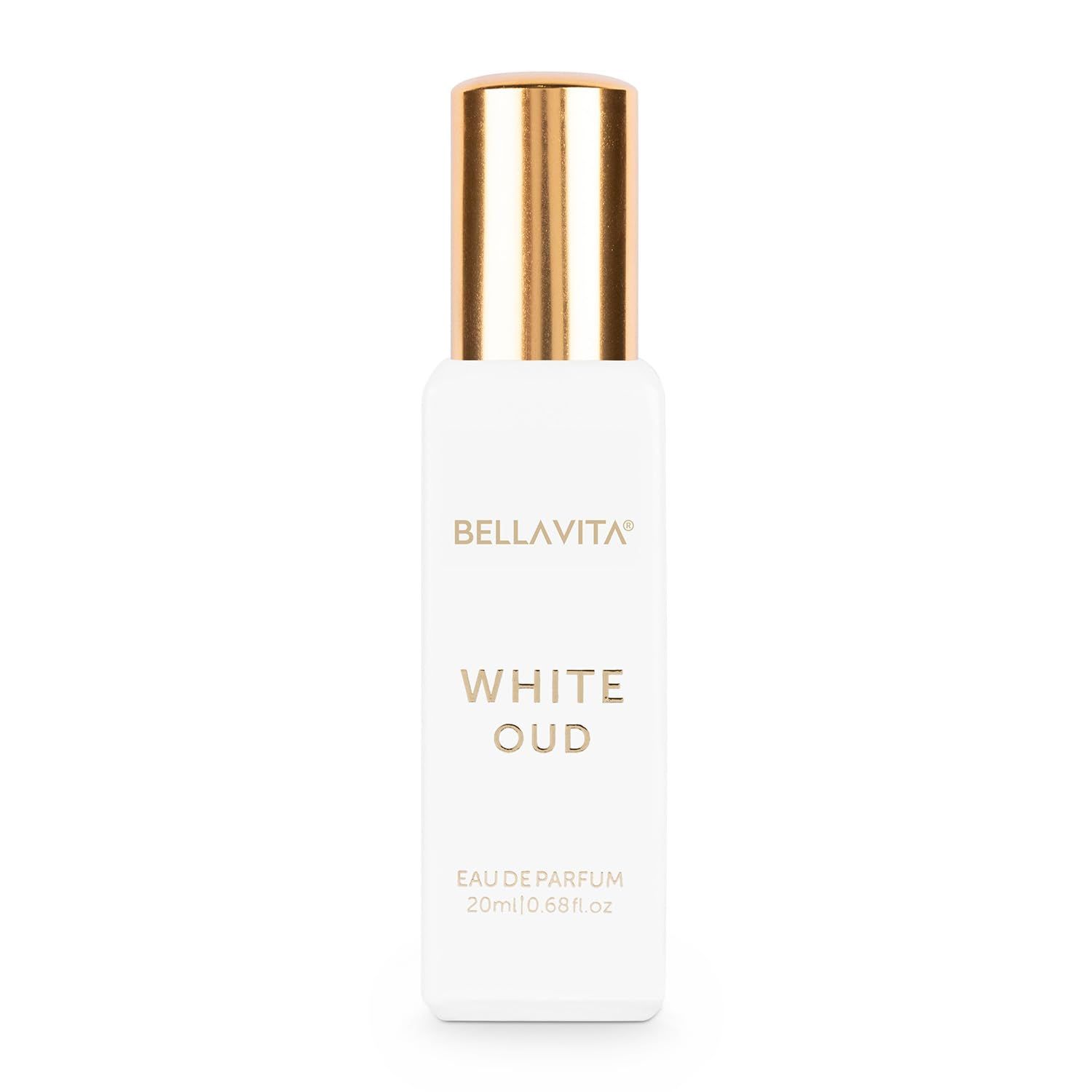 BellaVita Luxury White OUD Eau de Parfum Travel Size Edition 20 ml | Long-Lasting Mini Perfumes for Women | Notes: Vanilla, Amber, Musk &amp; Jasmine | Oud Pocket Perfume for Women | Cruelty-Free Perfume