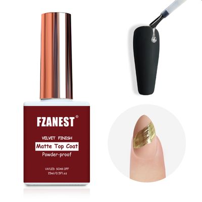 FZANEST Matte Gel Top Coat Gel Nail Polish Chrome Proof Velvet Top Finish Soak Off UV LED Nail Art Design