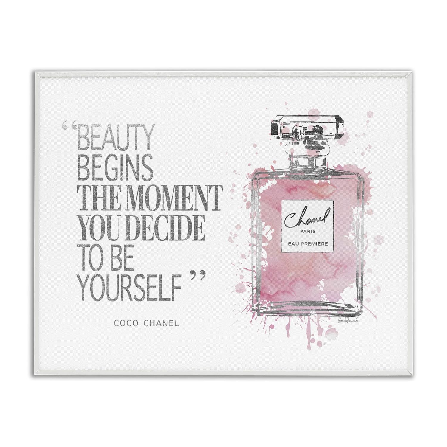 Stupell Industries Beauty Begins Fashion Perfume, Design by Amanda Greenwood White Framed Wall Art, 16x20, Pink