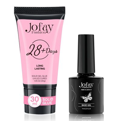 Jofay Fashion 30g Solid Nail Gel for Nail Tips with Base Gel, Upgrade Long Lasting Cure Needed Nail Gel for Fake Nails, Super Strong Adhesion Nail Gel