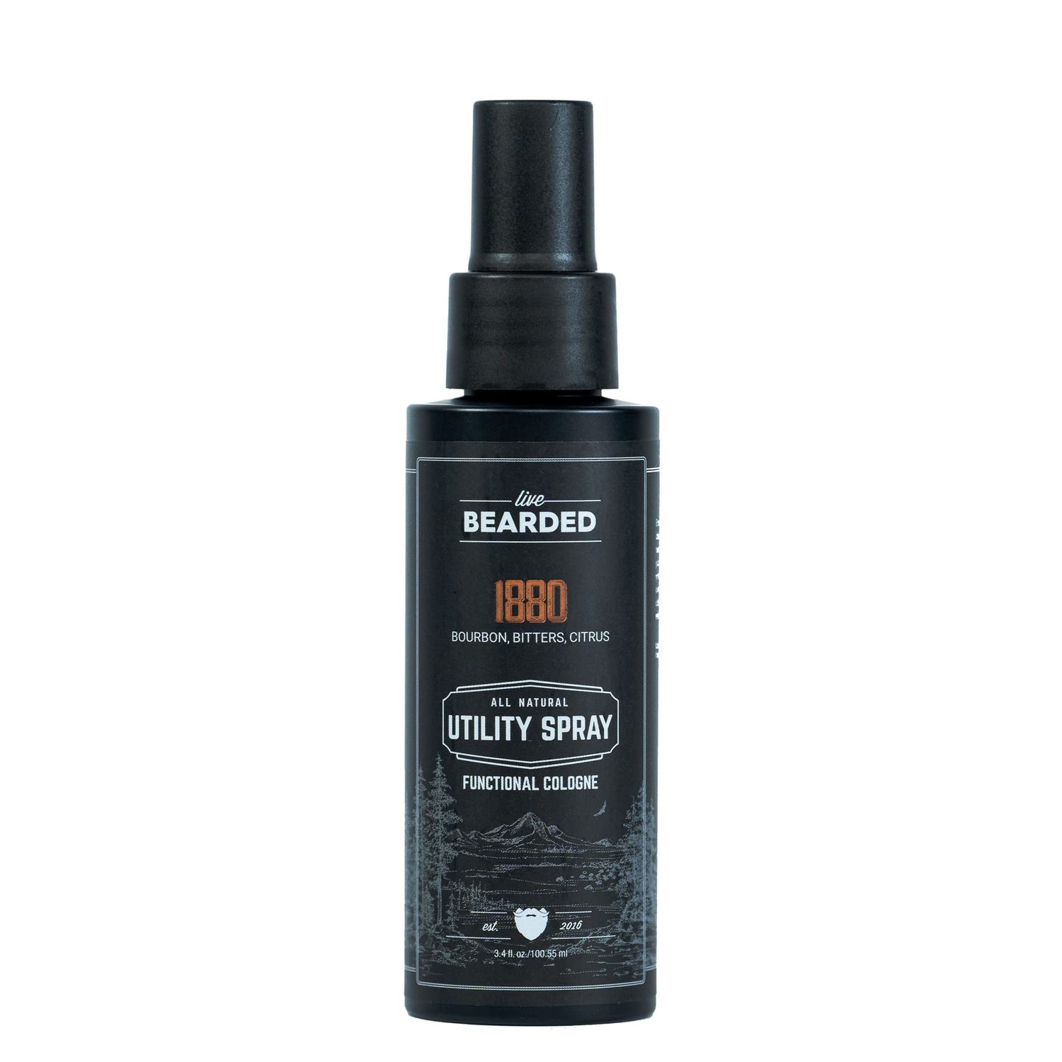 Live Bearded Utility Spray - All Purpose Cologne with Natural Fragrance - Made in the USA - 3.4 fl oz Bottle | 1880 Scent - Bourbon, Bitters, Citrus