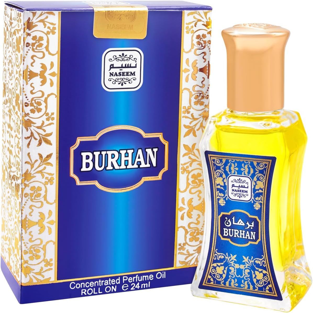 NASEEM Burhan Roll On Perfume Oil 24 ml - Long Lasting Eau De Parfum for Men &amp; Women - Hypoallergenic Arabian Fragrance Oil with Subtle Oud &amp; Musk Scent