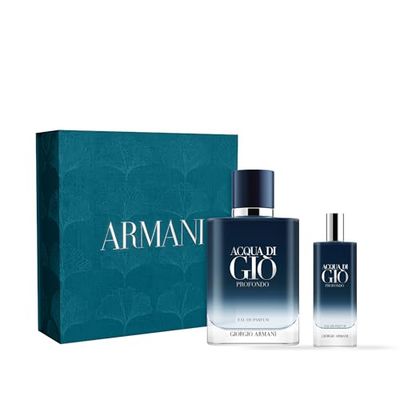 Armani Beauty - Acqua di Gi Profondo - Eau de Parfum - Mens Cologne Gift Set - Fresh &amp; Aromatic - Travel Size &amp; Full Size, 0.15 Fl Oz, 3.4 Fl Oz