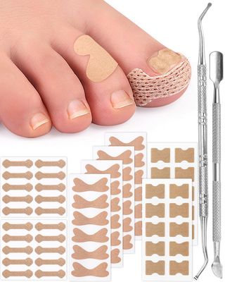 BLATOWN Ingrown Toenail Correction Treatment Tool, 64Pcs Breathable Ingrown Toenail Strips in 3 Types, No Glue Safe Ingrown Toenail Tool with 2 Pedicure Tools for Ingrown Toenail Remover