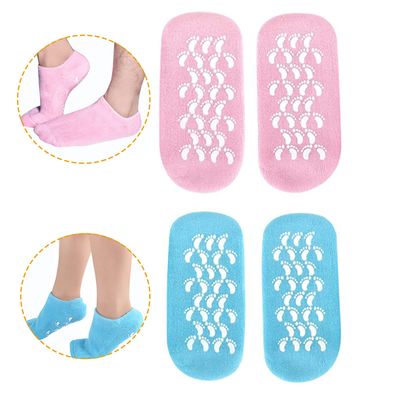 Moisturizing Socks, Gel Socks Soft Moisturizing Gel Socks, Gel Spa Socks for Repairing and Softening Dry Cracked Feet Skins (Women Size(Blue &amp; Pink))