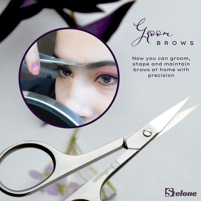 Stelone Multi Purpose Cuticle Scissors Stainless Steel Curved Blade Little Manicure and Eyebrow Scissors for Women, Cosmetic &amp; Brow Scissors for Facial Hair &amp; Eyelash Trimming