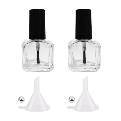 NIIIYTYB 2Pcs Empty Nail Polish Bottles with Brush Small 5ML Glass Bottles with Cap Funnel Mixing Balls Gel Applicator Sample Bottle for Liquid Fingernail Polish Storage Containers
