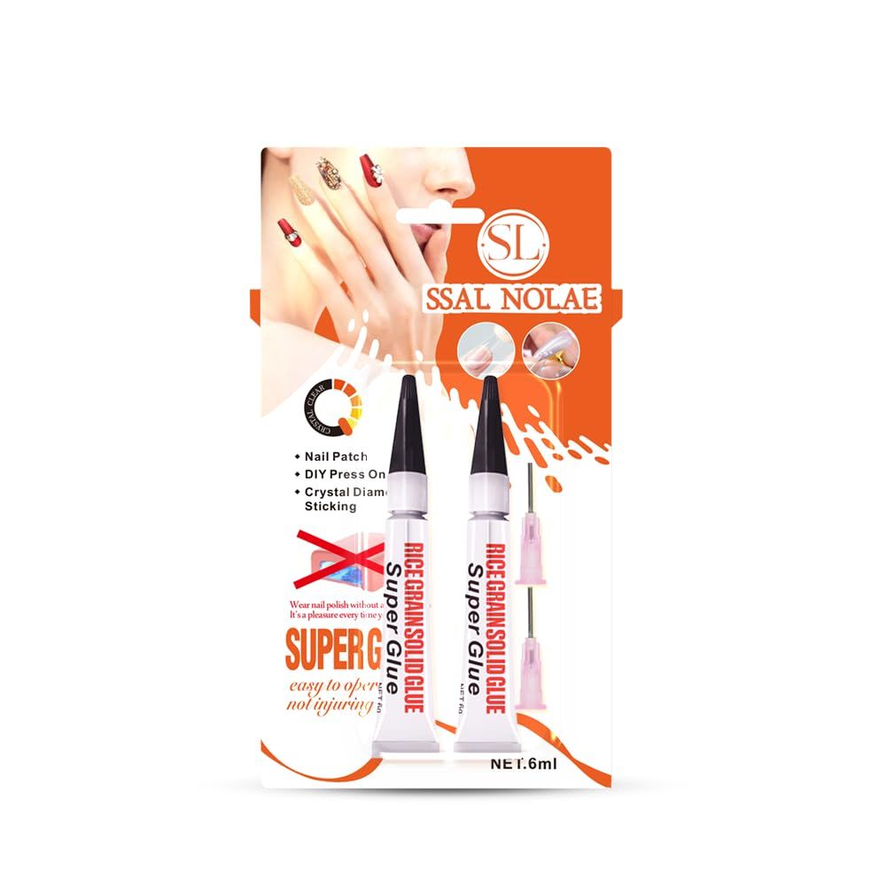 SSAL NOLAE Super Strong Nail Glue for Press On Nails- Salon Quality for Acrylic, Fake Nail Tips. Quick Dry, Long Lasting, No UV Lamp, Dehydrator or Primer Needed-12ML