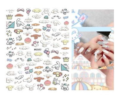Cute Dog Nail Stickers, Cartoon 3D Self-Adhesive Kawaii Anime Nail Sticker for Women Girls Kids Nail Gifts