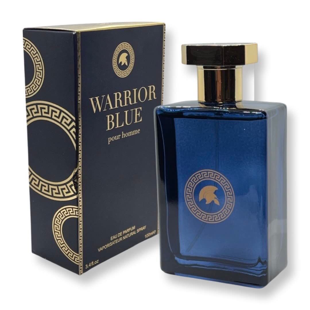 United Scents WARRIOR BLUE pour homme Eau de Parfum - 3.4 Fl Oz Fragrance for Men - Top Notes: Mint, Green Apple and Lemon