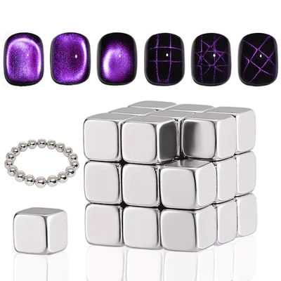 MOLILON 47 Pieces/2 Set Cat Eye Magnet for Nails Square Magnet Board, Strong Magnetic Beads Cat Eye Gel Nail Polish Magnet Sticks Cat Eye Nail Design Tools for Nails Salon DIY Accessories