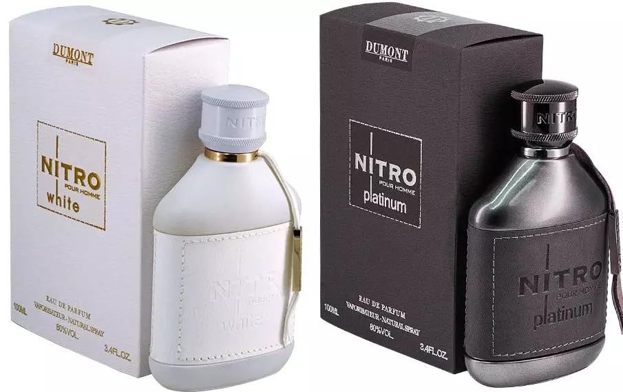 DUMONT Nitro White and Platinum Eau de Parfum Set, 3.45 fl oz Each, 2-Piece Fragrance Set