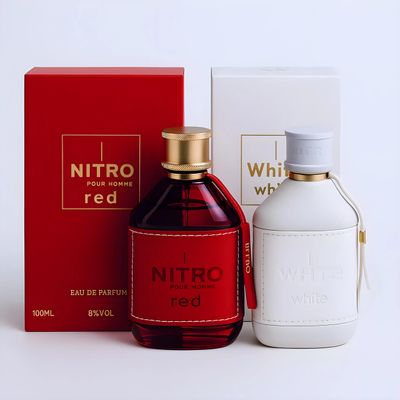 DUMONT Nitro White and Nitro Red Eau de Parfum Set, 3.45 fl oz Each, 2-Piece Fragrance Combo Pack