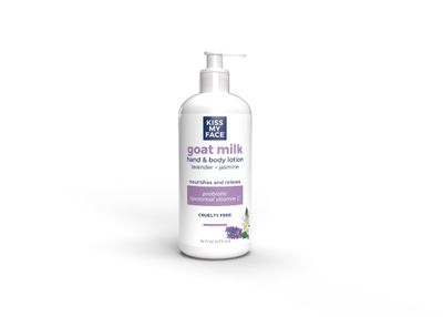 Kiss My Face Goat Milk Hand &amp; Body Lotion - Lavender &amp; Jasmine Lotion with Goat Milk - 16 Ounce Bottle with Pump (Lavender &amp; Jasmine, Pack of 1)