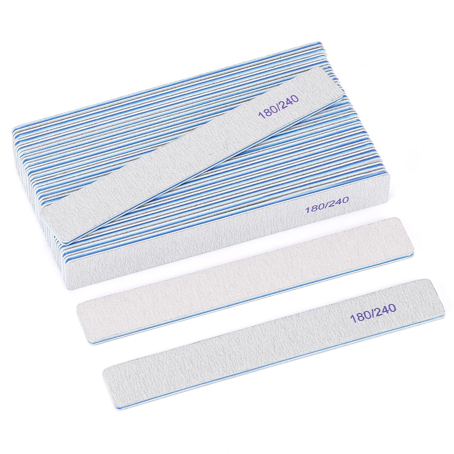 25 Pieces 180/240 Grit Rectangle Nail Files for Natural Nails, Fingernail Files Double Sided Emery Boards for Nails