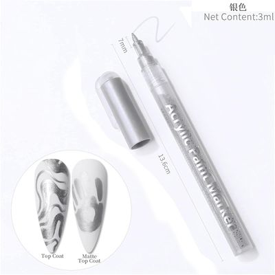IMGDD Nail Polish Pen, 1 PCS Nail Art Pen, Nail Pencil, DIY Drawing Painting Pen, for Nails DIY (Silver, 1pcs)