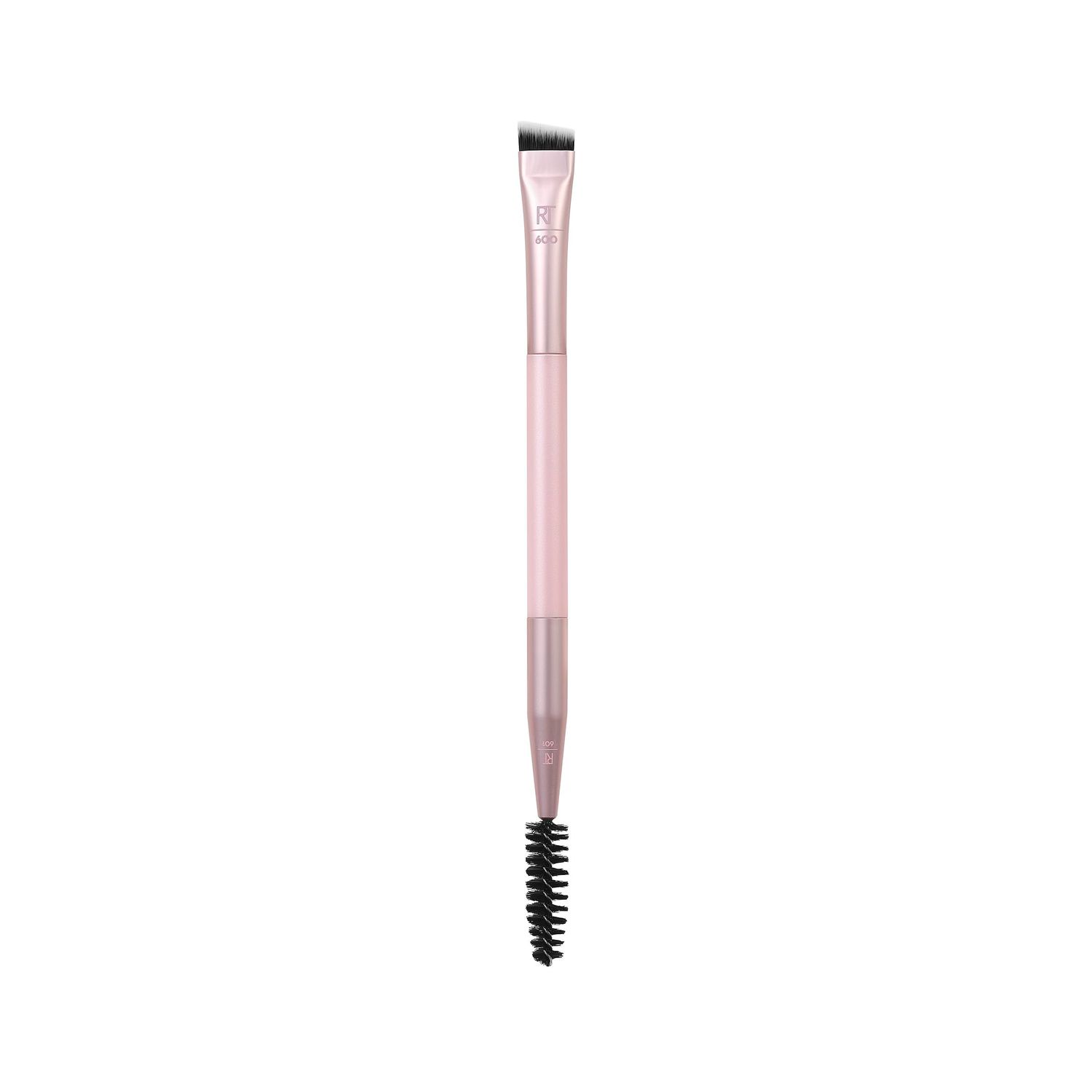 Real Techniques Dual-Ended Brow Brush, For Shaping &amp; Filling Eyebrows, Travel-Friendly Spoolie &amp; Liner Brush, Blend Natural, Full, or Laminated Brows, Luxury Applicator, Vegan, 1 Count
