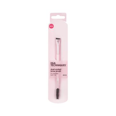 Real Techniques Dual-Ended Brow Brush, For Shaping &amp; Filling Eyebrows, Travel-Friendly Spoolie &amp; Liner Brush, Blend Natural, Full, or Laminated Brows, Luxury Applicator, Vegan, 1 Count