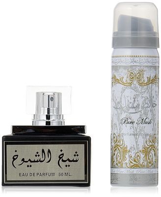 Lattafa Perfumes Sheikh Al Shuyukh Black 2-Piece Set for Unisex, (1.7 Ounce Eau De Parfum Spray 1.7 Ounce Deodorant Spray)