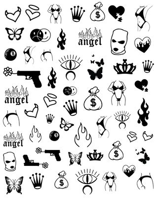 Impressed Gothic Authentic 5 Sheets Luxury Grunge Nail Art Stickers 500 Black Customized Nail Decals for Fake Nail Design Decorations and Salon Nails Accessories for Men and Women (Grunge)