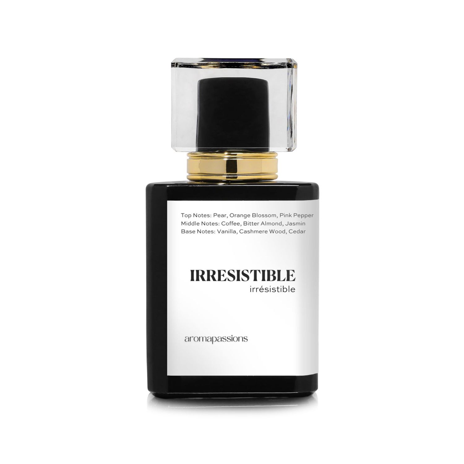 aromapassions IRRESISTIBLE | Inspired by YSL BLACK OPIUM | Pheromone Perfume for Women | Extrait De Parfum | Long Lasting Dupe Clone Perfume Cologne | Essential Oil Fragrance | (30 ml / 1 Fl Oz)