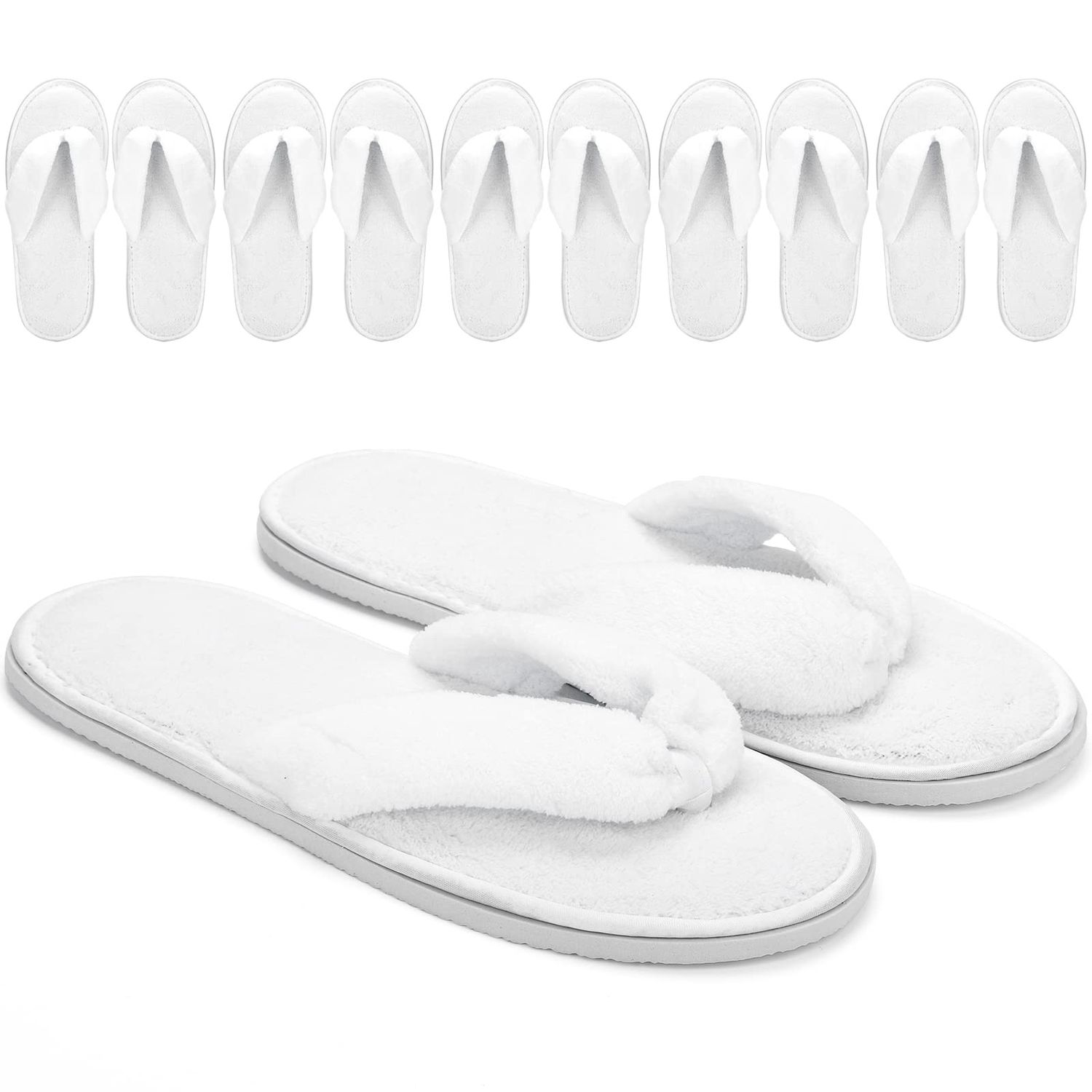 Frcctre 6 Pack Flip Flop Spa Slippers, Fluffy Coral Fleece Reusable House Slippers Guest Slipper Hotel Slipper for Guests, Hotel, Travel, Washable Not Disposable