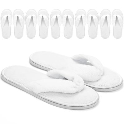 Frcctre 6 Pack Flip Flop Spa Slippers, Fluffy Coral Fleece Reusable House Slippers Guest Slipper Hotel Slipper for Guests, Hotel, Travel, Washable Not Disposable
