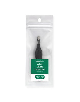 Amazon Basics Slant Tweezers, Deluxe Soft Cushion Touch, Black