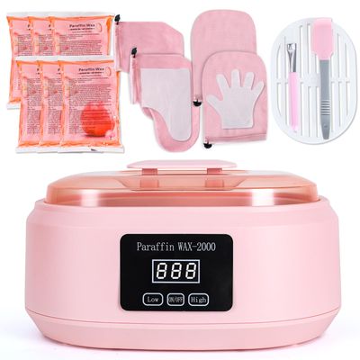Ananelleo Paraffin Wax Machine for Hand and Feet - 3500ml Hot Wax Hand Wax Machine with 6 Pcs Paraffin Bath Wax, Auto-time and Keep Warm Paraffin Hand Wax Machine(Pink)