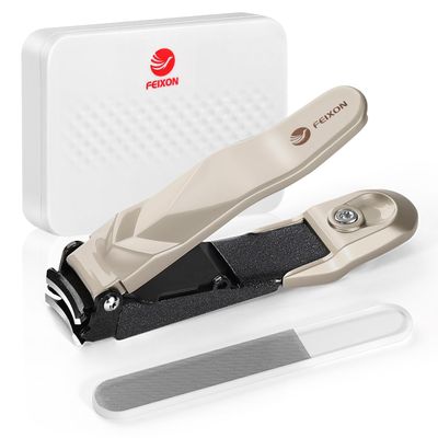 FEIXON Nail Clippers for Men Women with Catcher,Heavy Duty No Splash Ultra Sharp Fingernail Clipper &amp; Toenail Clippers,Nail Cutter with Nano Nail File for Adult,Seniors,Home,Travel,Gifts