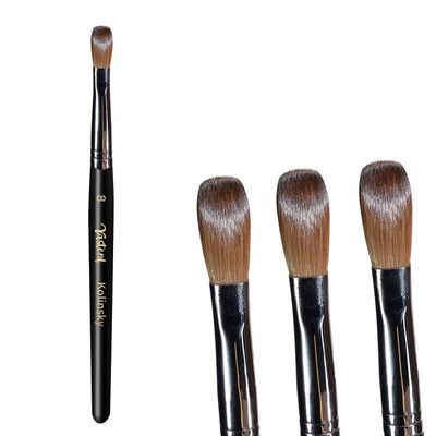 Yasterd Acrylic Nail Brush 100 Kolinsky Acrylic Brushes for Nails Size 8 Oval Crimped Shaped Nail Brushes for Acrylic Application Black Wood Handle Professional Nail Art Powder Brush Manicure Tool