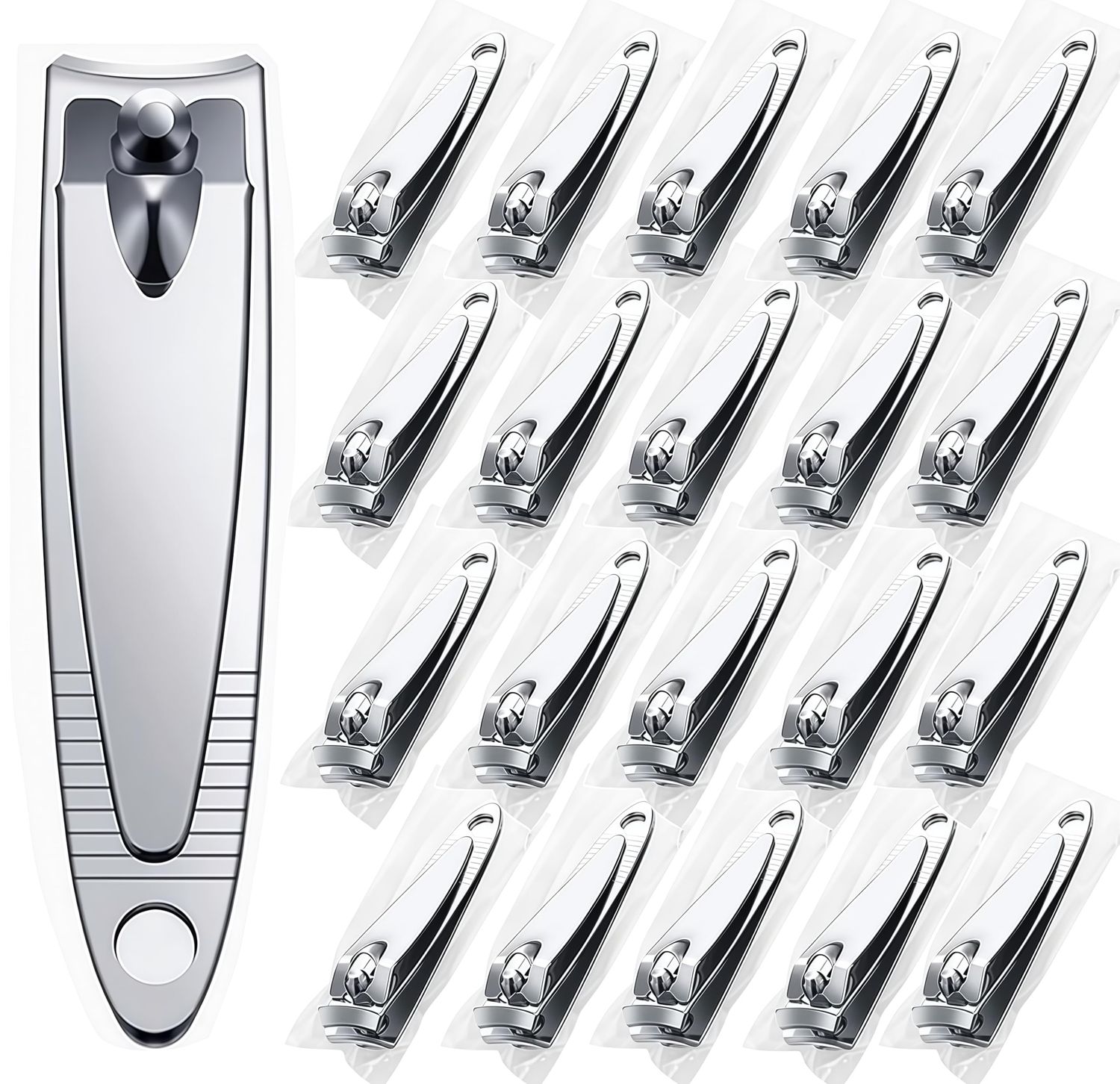 AVERZELLA Nail Clippers Bulk Set - 20 Pack Stainless Steel Small Travel Size Nail Clippers for Men &amp; Women - Mini Toenail &amp; Fingernail Clipper Set for Gifts, Donations, Homeless Care Packages Supplies