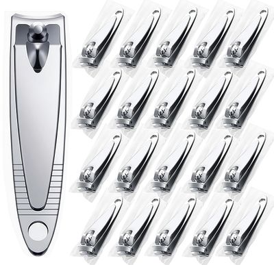 AVERZELLA Nail Clippers Bulk Set - 20 Pack Stainless Steel Small Travel Size Nail Clippers for Men &amp; Women - Mini Toenail &amp; Fingernail Clipper Set for Gifts, Donations, Homeless Care Packages Supplies