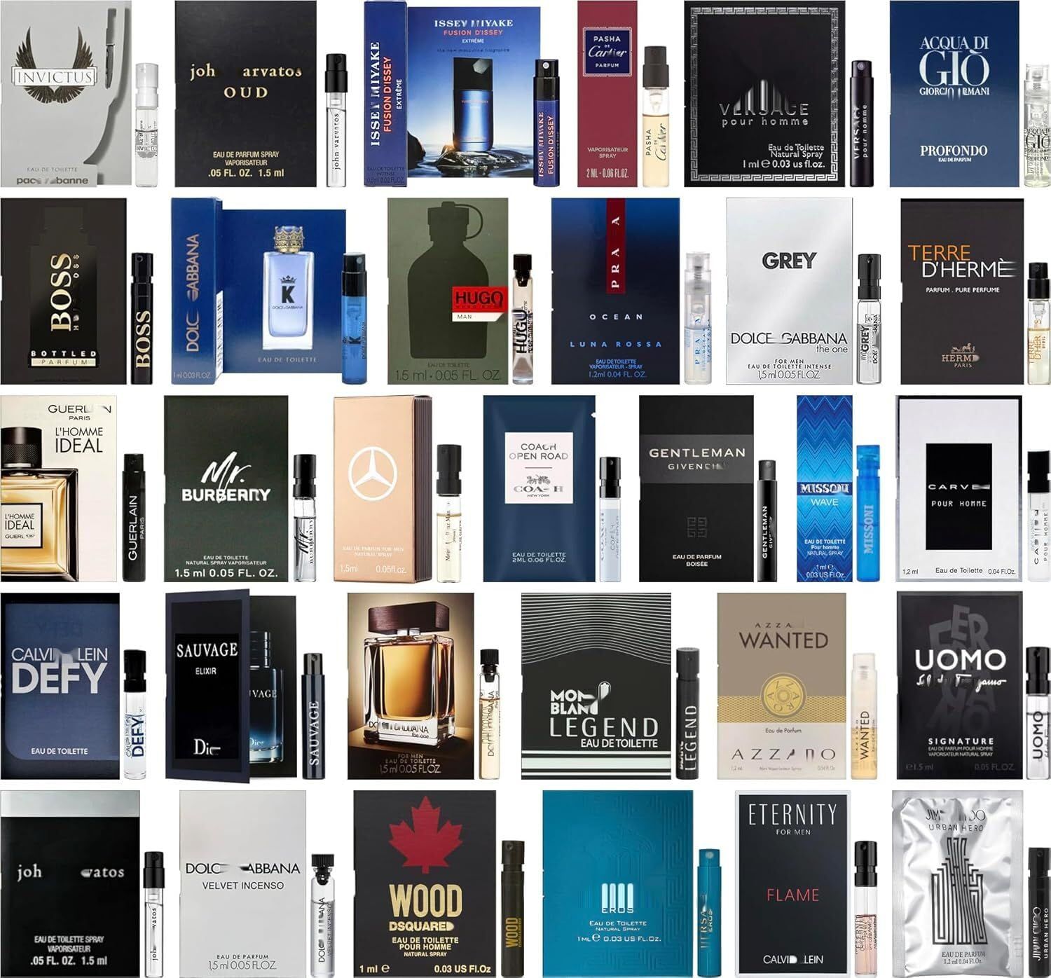 GHBB Mens Cologne Top Designer Sampler Vial Set x 15 Best Rated Cologne Sample Most Popular