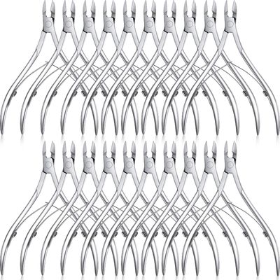Chumia 20 Pcs Cuticle Trimmer Stainless Steel Cuticle Nippers, Nail Edge Cutter Clippers Dead Skin Trimmer Pointed Pedicure Manicure Nipper Remover Care Tools Bulk for Fingernails Toenails(Silver)