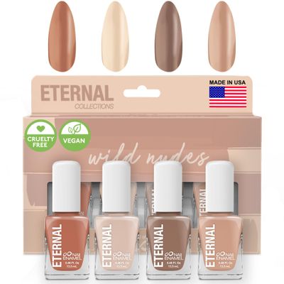 Eternal Nude Nail Polish Set for Women (WILD NUDES) - Brown Nail Polish Set for Girls | Long Lasting &amp; Quick Dry Nail Polish Kit for Home DIY Manicure &amp; Pedicure | Made in USA, 13.5mL (Set of 4)