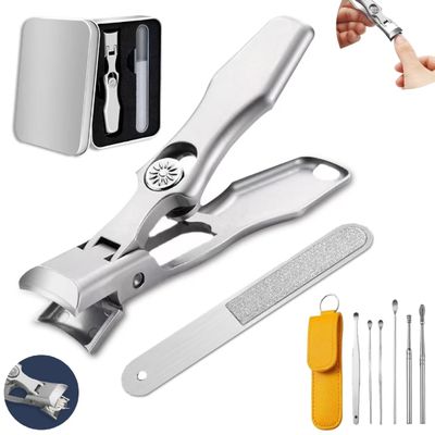 AGSIXZLAN German Nail Clippers with Catcher - Anti-Splashing Design Ultra Sharp Stainless Steel Professional Nail Clippers Set for Men, Women &amp; Seniors,Heavy Duty Toenail Clippers for Thick Toenails
